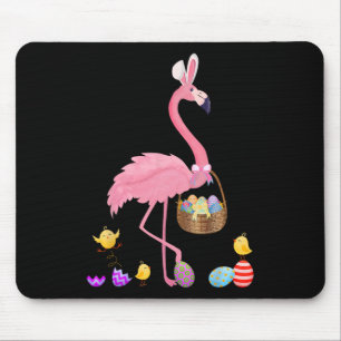 Alfombrilla De Ratón Bonito Flamingo De Pascua Con Cesta De Pascua