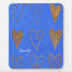 Alfombrilla De Ratón Bonito Gold Hearts Personalizado Mouse Pad