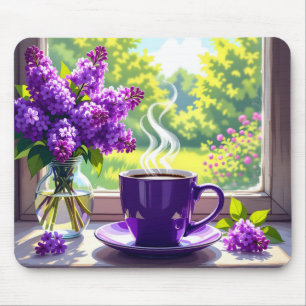 Alfombrilla De Ratón Bonito Lilacs púrpura y café