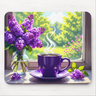Alfombrilla De Ratón Bonito Lilacs púrpura y café