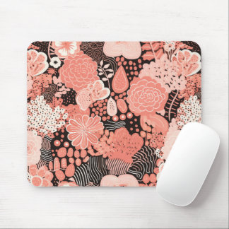 Alfombrilla De Ratón Bonito moderna con estampado de coral y floral ros