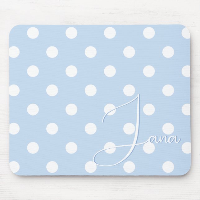 Alfombrilla De Ratón Bonito Mousepad Azul Pastel Con Su Nombre Personal (Frente)