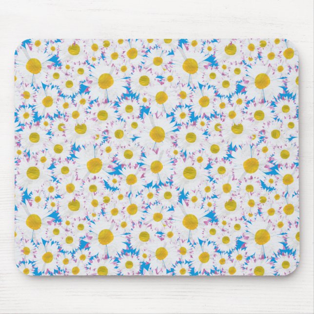 Alfombrilla De Ratón Bonito Mousepad: Ditzy White Daisies sobre el azul (Frente)