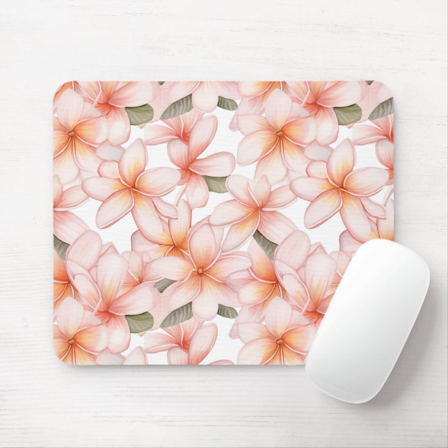 Alfombrilla De Ratón Bonito Pastel Plumeria Rosa Frangipani Floral (Con ratón)