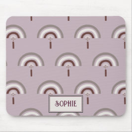 Alfombrilla De Ratón Bonito Personalizado Boho Arcoiris Plata Rosa