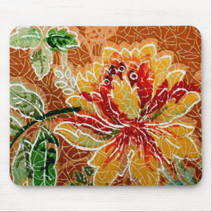 Alfombrilla De Ratón Bonito tapiz de color rojo amarillo vintage con mo