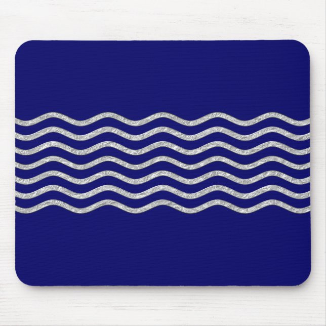 Alfombrilla De Ratón Bonitos Olas de plata + tu fondo, texto e ideas (Frente)