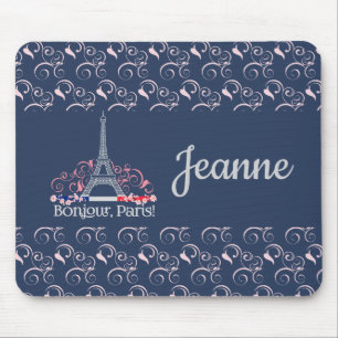 Alfombrilla De Ratón Bonjour Paris Personalizado Nombre Decorativo
