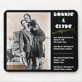 Alfombrilla De Ratón Bonnie y clyde (sepia) en el negro,