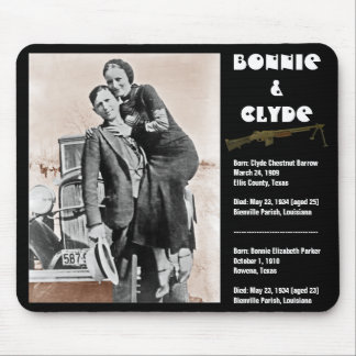 Alfombrilla De Ratón Bonnie y clyde (sepia) en el negro,