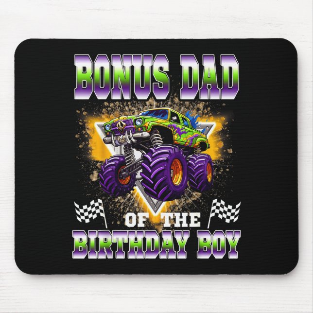 Alfombrilla De Ratón Bonus Dad Of The Birthday Boy Monster Truck Birthd (Frente)
