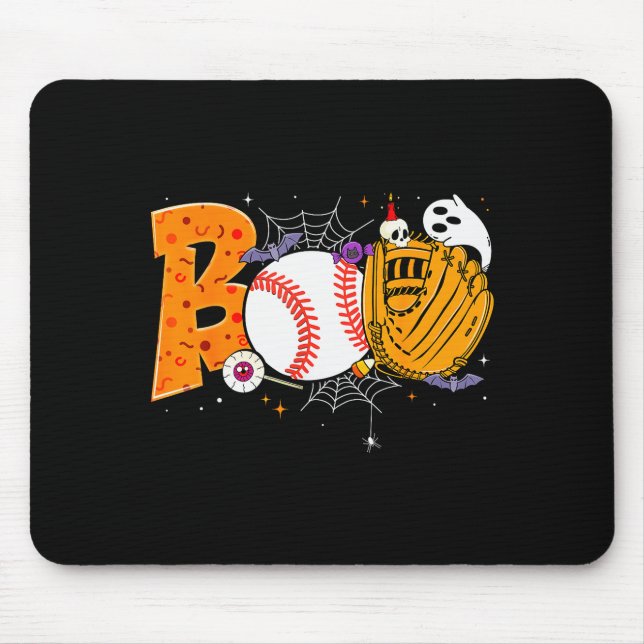 Alfombrilla De Ratón Boo Baseball Player Catcher Tcher Funny Halloween  (Frente)