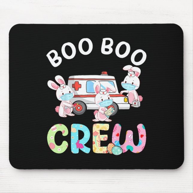 Alfombrilla De Ratón Boo Boo Crew Divertido Conejito Ems Emt Enfermera  (Frente)