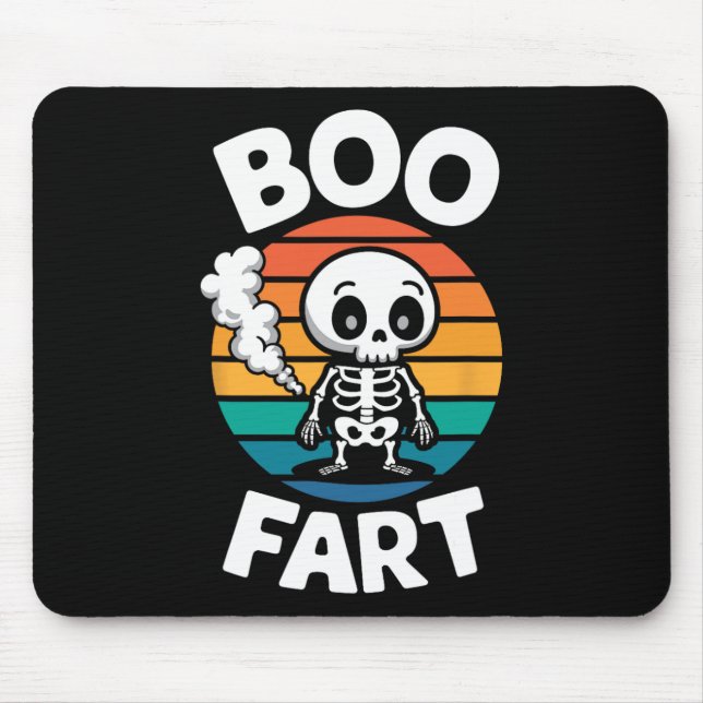 Alfombrilla De Ratón Boo Fart Gracioso Farting Skeleton Para Halloween (Frente)