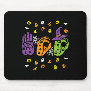 Alfombrilla De Ratón Boo Manos Rótulo Americano Orgullo ASL Halloween