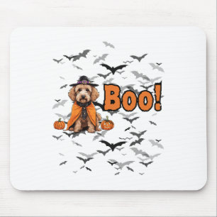 Alfombrilla De Ratón ¡Boo! Perro de perro de Halloween con traje de bru