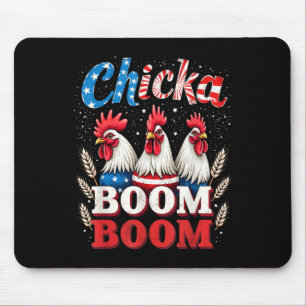 Alfombrilla De Ratón Boom De Chicka Boom Gracioso Pollo Patriótico 4 De