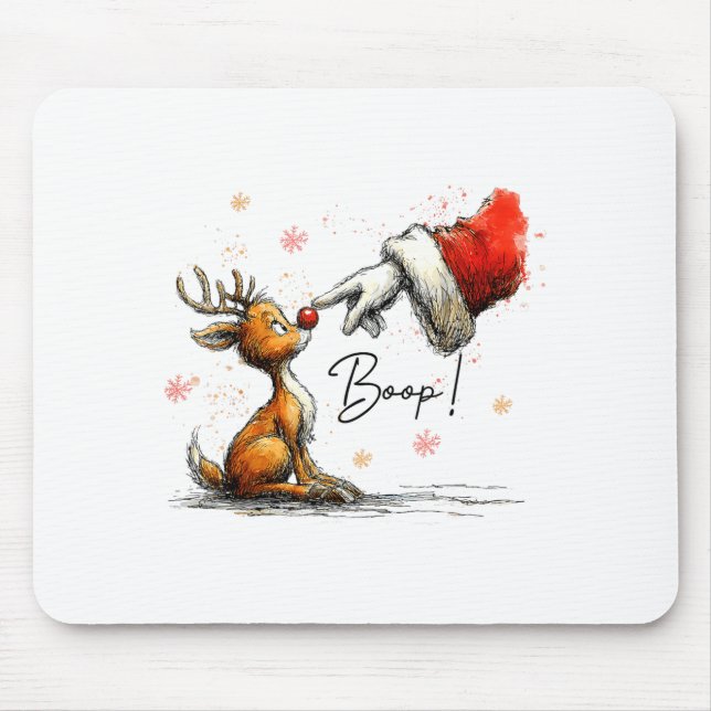 Alfombrilla De Ratón Boop Funny Santa Farmer Reindeer Cute Christmas Ho (Frente)