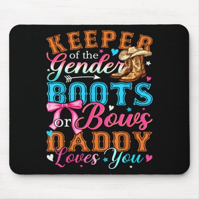 Alfombrilla De Ratón Boots Or Bows Daddy Loves You Gender Reveal Family (Frente)