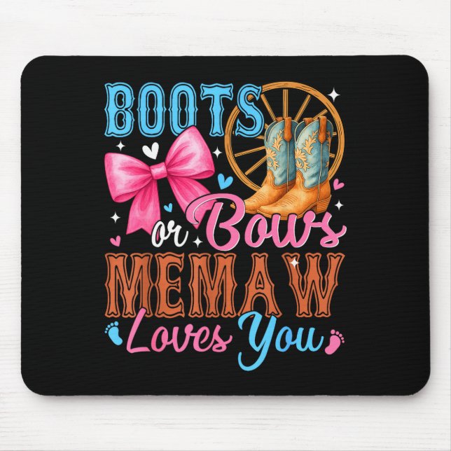Alfombrilla De Ratón Boots Or Bows Memaw Loves You Gender Reveal Family (Frente)