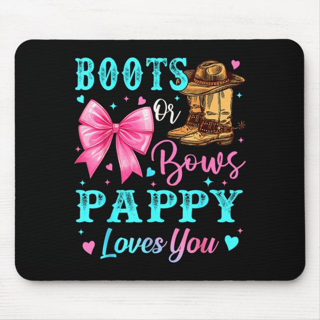Alfombrilla De Ratón Boots Or Bows Pappy Loves You Gender Reveal Family (Frente)