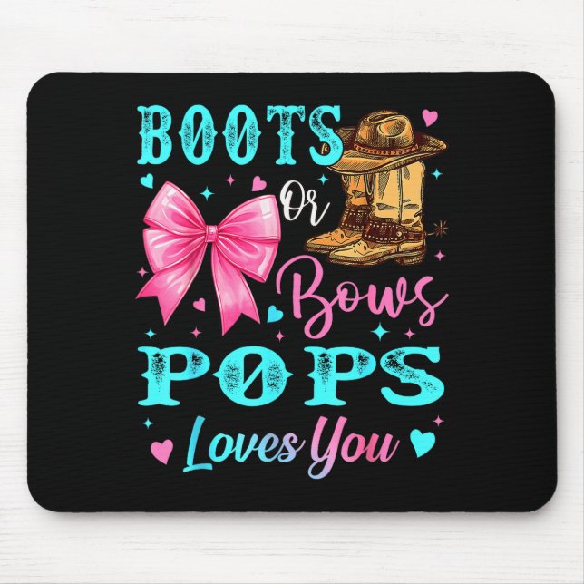 Alfombrilla De Ratón Boots Or Bows Ps Loves You Gender Reveal Family  (Frente)