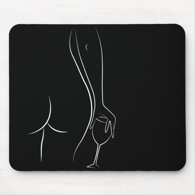 Alfombrilla De Ratón Booty y wine oclock - B&W (Frente)