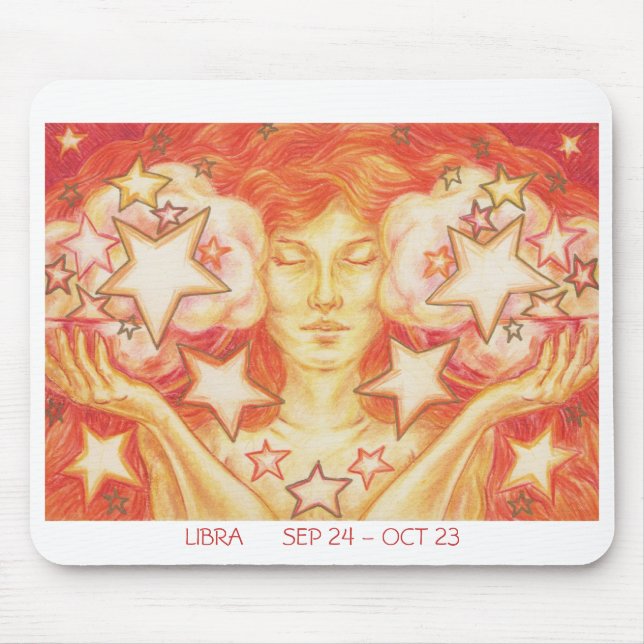 Alfombrilla De Ratón Borde blanco de Zodiac Libra (Frente)