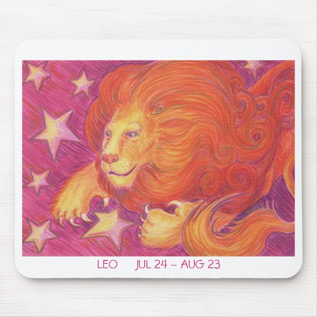 Alfombrilla De Ratón Borde blanco Zodiac Leo mousepad (Frente)