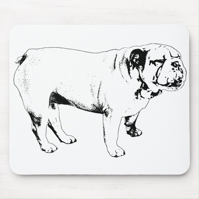 Alfombrilla De Ratón borde estable, bulldog (Frente)