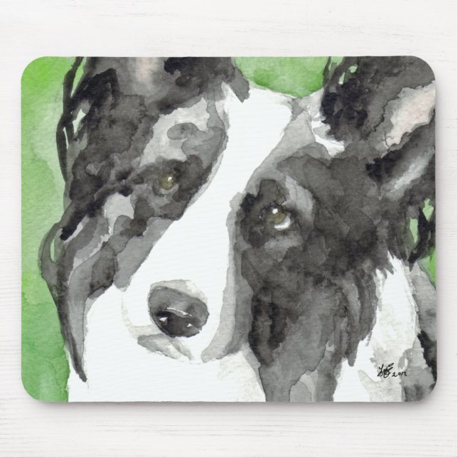 Alfombrilla De Ratón Border Collie Acuarela (Frente)