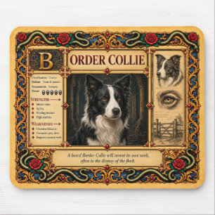 Alfombrilla De Ratón Border Collie, Arte de Bestiario Medieval