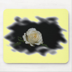 Alfombrilla De Ratón Bordes quemados de rosa blanca