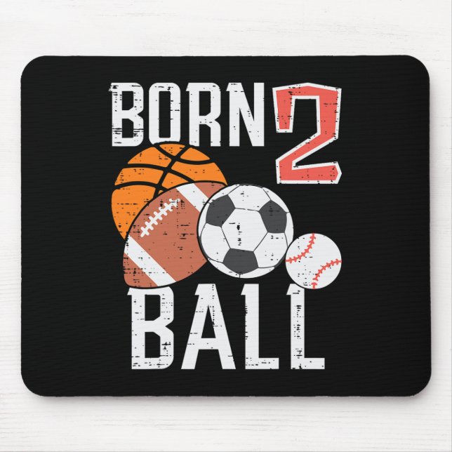Alfombrilla De Ratón Born Basketball Football 2nd Birthday Toddler Boy  (Frente)