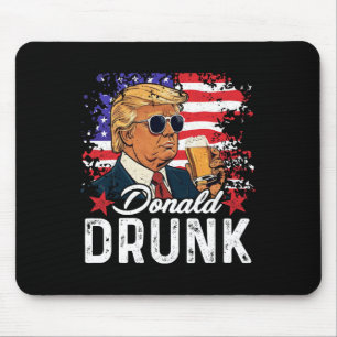 Alfombrilla De Ratón Borracho Trump Bebe Cerveza 4 De Julio Bandera Ame