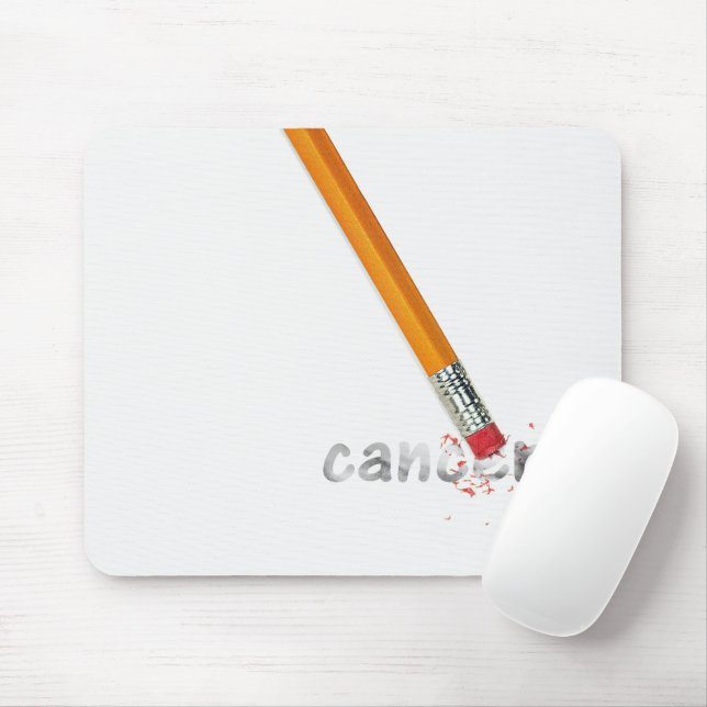 Alfombrilla De Ratón Borrador de lápiz con texto de cáncer (Con ratón)