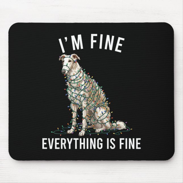 Alfombrilla De Ratón Borzoi Christmas I'm Fine Everything Is Fine  (Frente)