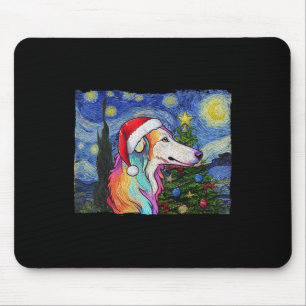 Alfombrilla De Ratón Borzoi Santa Hat Navidades Stark Night Dog Art Pa