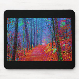 Alfombrilla De Ratón Bosque de luz negra pintura al óleo