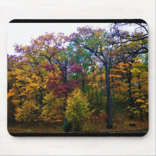 Alfombrilla De Ratón Bosque de otoño oscuro