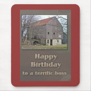 Alfombrilla De Ratón Bosque feliz cumpleaños del antiguo banco Barn