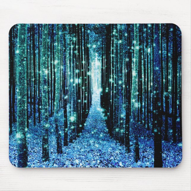 Alfombrilla De Ratón Bosque Mágico Turquesa Verde Azul (Frente)