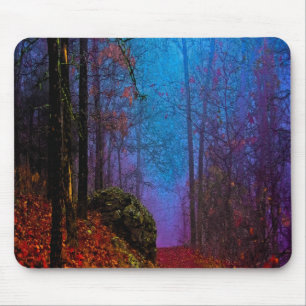 Alfombrilla De Ratón Bosque pintado Otoño Niebla Púrpura