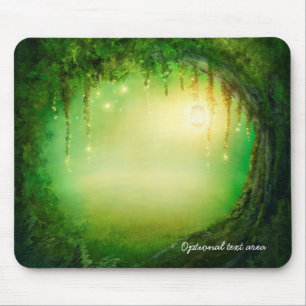 Alfombrilla De Ratón Bosque Soñado Encantado & Luces Rústico Personaliz