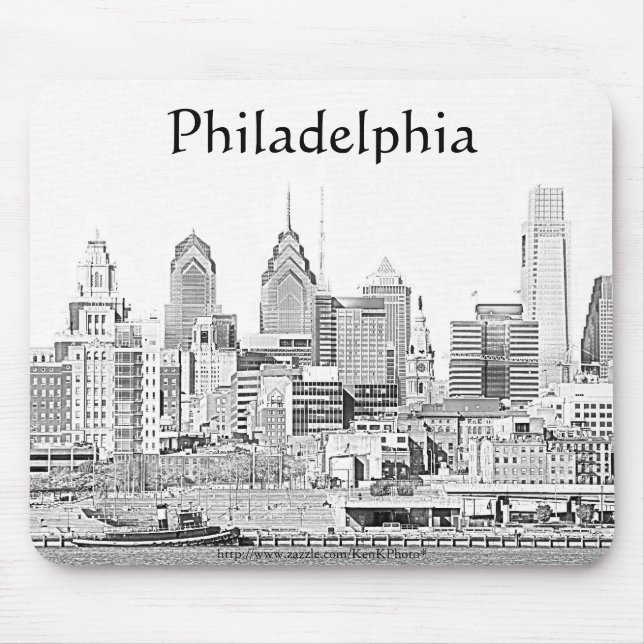 Alfombrilla De Ratón Bosquejo Mousepad de Philadelphia (Frente)
