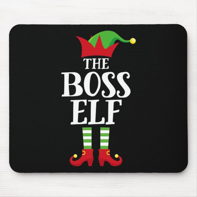 Alfombrilla De Ratón Boss Elf Family Matching Christmas Group Elf Pajam (Frente)