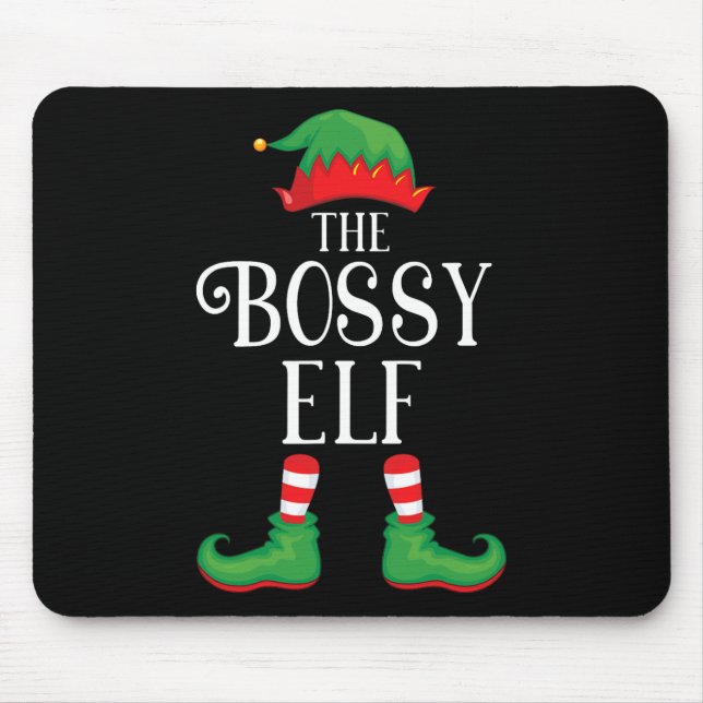 Alfombrilla De Ratón Bossy Elf Matching Group Navidad Graciosa Familia (Frente)