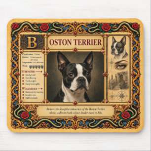 Alfombrilla De Ratón Boston Terrier, Arte de Bestiario Medieval