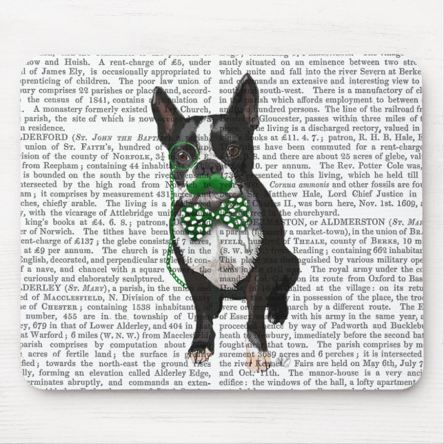 Alfombrilla De Ratón Boston Terrier Con Dolor Verde Y Bastante (Frente)