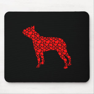Alfombrilla De Ratón Boston Terrier Dog Cute Silhouette Heart Valentine